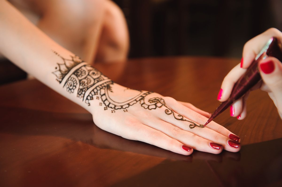 A close-up of fresh Cape Cod henna artwork