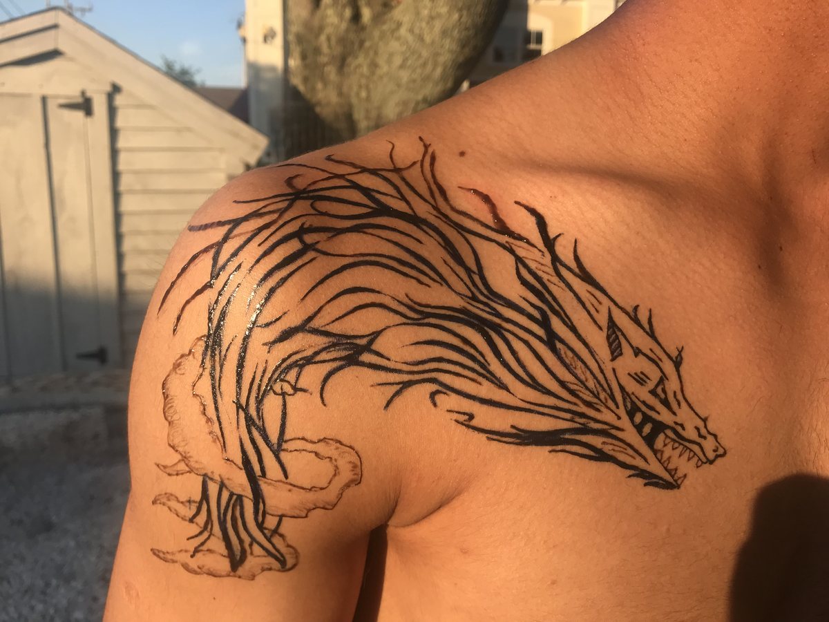 An intricate custom henna design